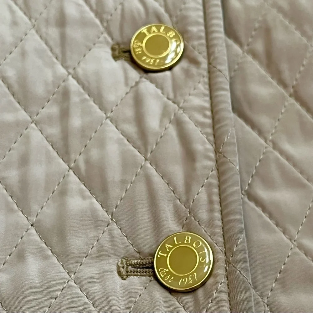 Talbots Diamond Quilted Fleece Lined Tan Vest Corduroy Detail Size, Petite Small